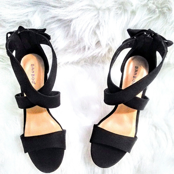 NEW!Black Wedges Heel W/Bow! - Picture 4 of 11